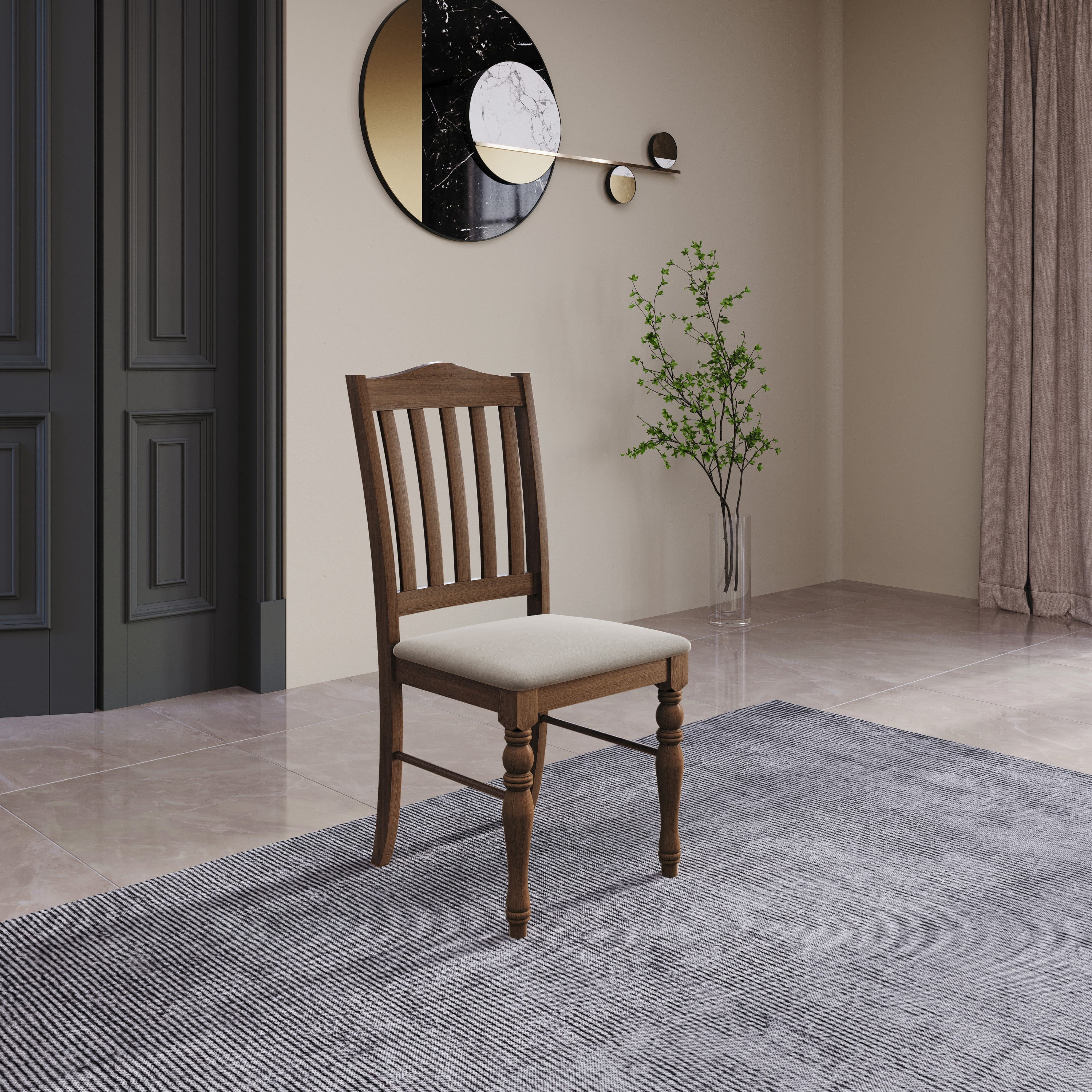 Home Design Mayfield Dining Chair (Set of 6), Warm Gray/Brown