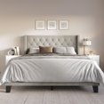 thumbnail image 1 of Home Design Medford Queen Tufted Upholstered Panel Bed with Wingback Headboard and Button Tufting, Warm Gray, Easy Assembly, 1 of 6
