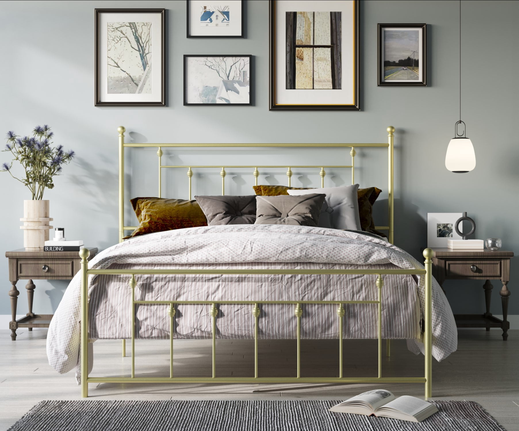Home Design Melia Twin Platform Bed Frame, Gold