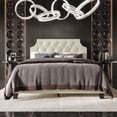 thumbnail image 1 of Home Design Mexico Full Tufted Upholstered Platform Bed with Scooped Headboard and Padded Surface, Champagne, Easy Assembly, 1 of 5