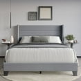 thumbnail image 1 of Home Design Niles Full Upholstered Panel Bed Frame with Wingback Headboard and Foam-Padded Support, Gray, Easy Assembly, 1 of 11