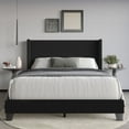 thumbnail image 1 of Home Design Niles Queen Upholstered Panel Bed Frame with Wingback Headboard and Foam-Padded Support, Black, Easy Assembly, 1 of 10