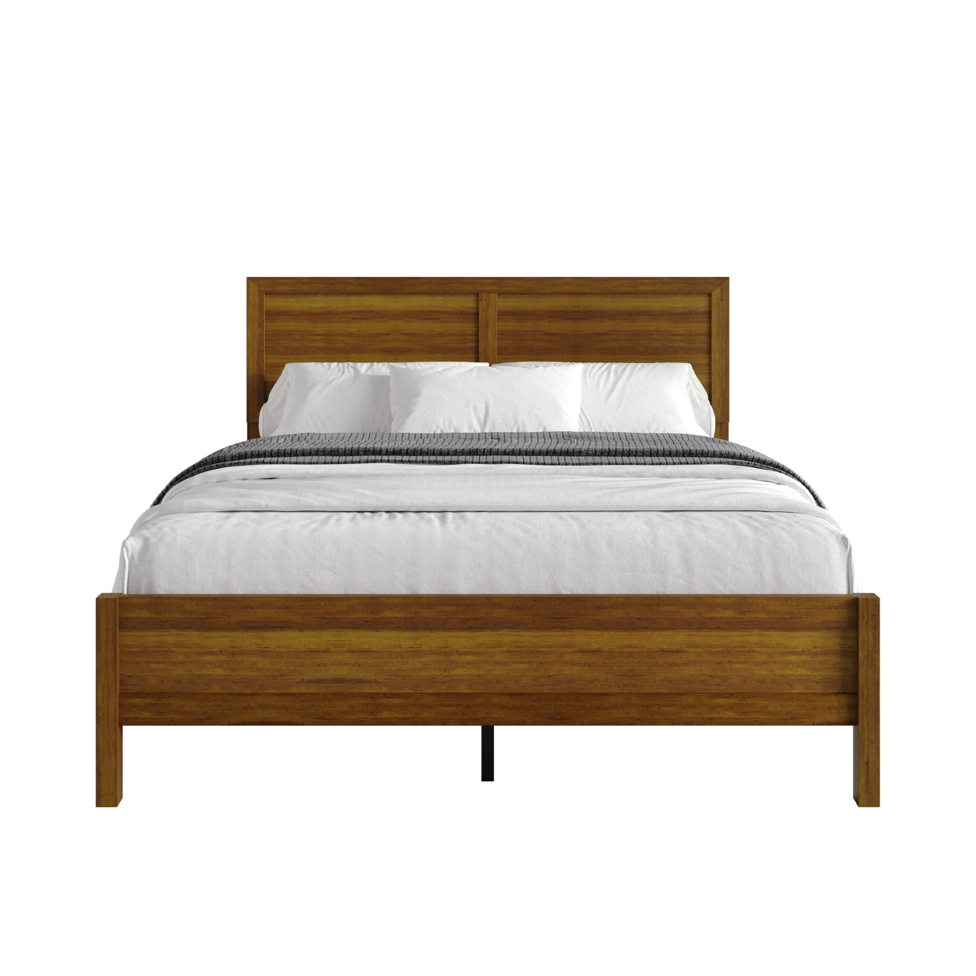 Home Design Norton Solid Wood Twin Platform Bed With Slats Support, No Box Spring Required, Brown, Easy Assembly