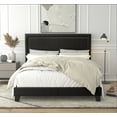 thumbnail image 1 of Home Design Ocala Full Upholstered Panel Bed Frame with Padded Headboard and Sturdy Support, Black, Easy Assembly, 1 of 6