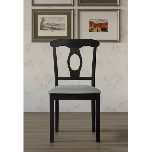 Home Design Olivia Dining Chair, Set of 4, Cushioned Seat, Mid-Century Modern Style, Gray/Black