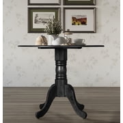 Home Design Olivia Dining Table with Round Pedestal Top, Mid-Century Modern Style, Easy Assembly, Black