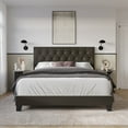 thumbnail image 1 of Home Design Omaha Full Tufted Upholstered Panel Bed Frame, Dark Brown, Easy Assembly, 1 of 6