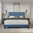 thumbnail image 1 of Home Design Omaha Queen Tufted Upholstered Panel Bed Frame, Blue, Easy Assembly, 1 of 5