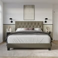 thumbnail image 1 of Home Design Omaha Queen Tufted Upholstered Panel Bed Frame, Gray Brown, Easy Assembly, 1 of 5