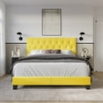 thumbnail image 1 of Home Design Omaha Queen Tufted Upholstered Panel Bed Frame, Yellow, Easy Assembly, 1 of 5