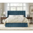 thumbnail image 1 of Home Design Pamela Full Tufted Velvet Upholstered Storage Panel Bed Frame, Wingback Headboard with Geometric Button Tufting, Blue – Modern Bedroom Furniture, 1 of 6