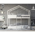 thumbnail image 1 of Home Design Pasco Twin Over Twin Solid Wood House Loft Bed Frame with Roof, Wood House Bed/Low Toddler Loft Bed, Antique Gray, Easy Assemble, 1 of 5