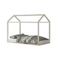 thumbnail image 1 of Home Design Perry Twin Solid Wood Canopy Bed Frame with House-Shaped Design and Sturdy Construction, Antique Gray, Easy Assembly, 1 of 5