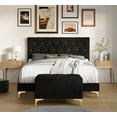 thumbnail image 1 of Home Design Betsy Full Button Tufted Upholstered Panel Bed Frame with Storage Bench, Black, Easy Assembly, 1 of 8