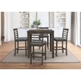 thumbnail image 1 of Home Design Posey 5-Piece Counter Set, Taupe/Gray, Square table, Slat-back cushioned chairs, Comfortable seating, Sturdy legs, Modern minimalist style, Space-saving, 1 of 6