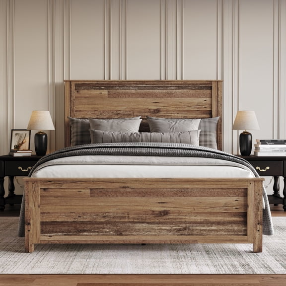 Home Design Racine King Panel Bed Frame, Vintage Oak