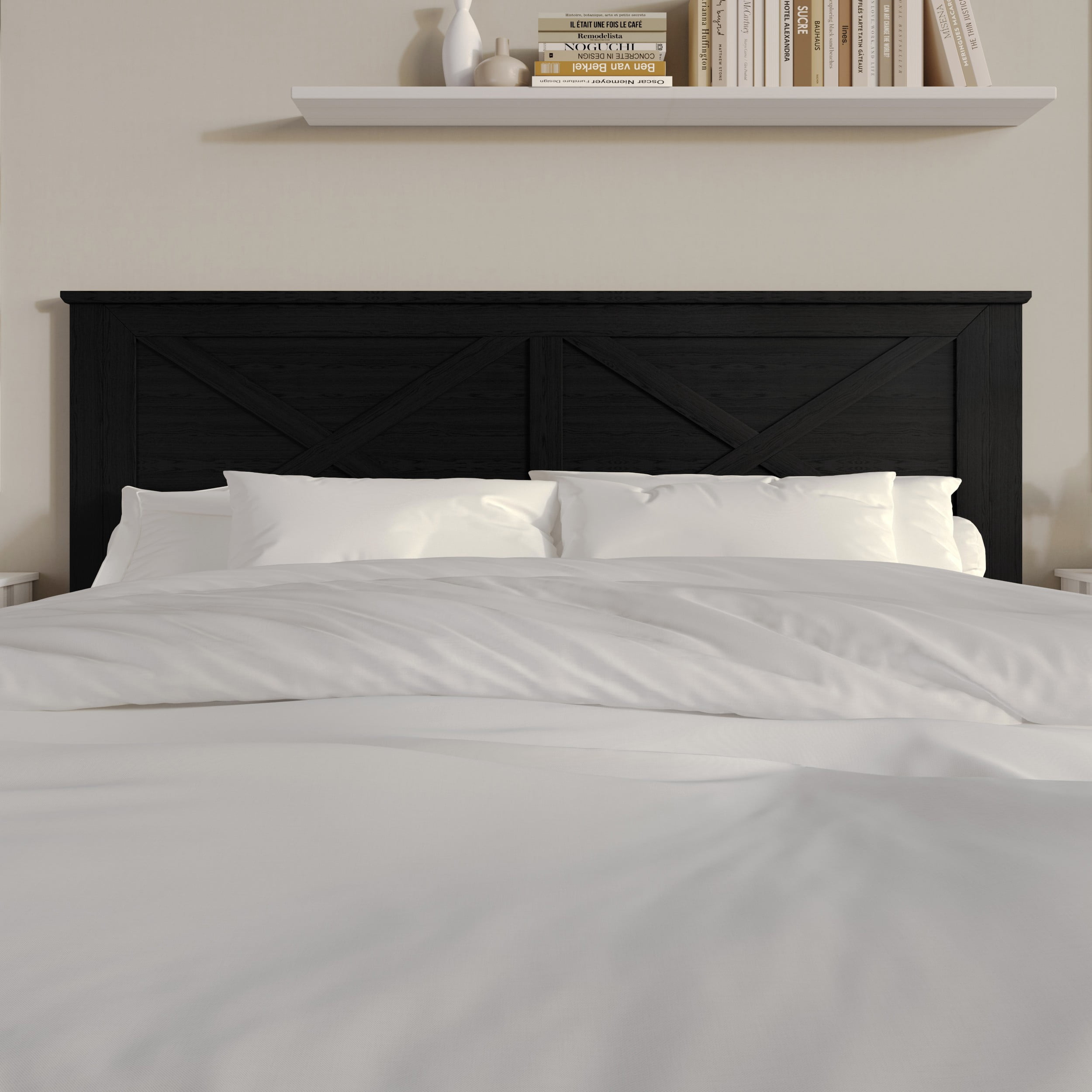 Home Design Raleigh King Wood Headboard, Black