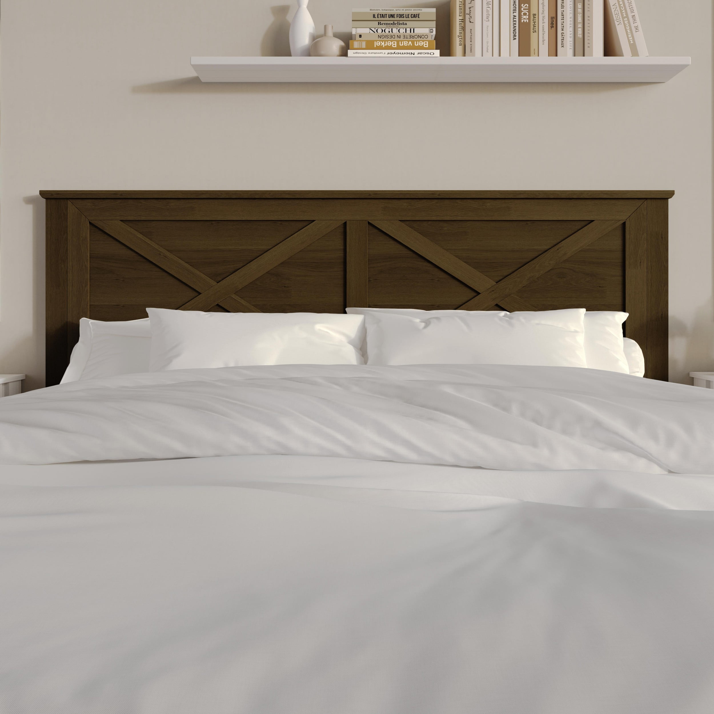 Home Design Raleigh King Wood Headboard, Brown