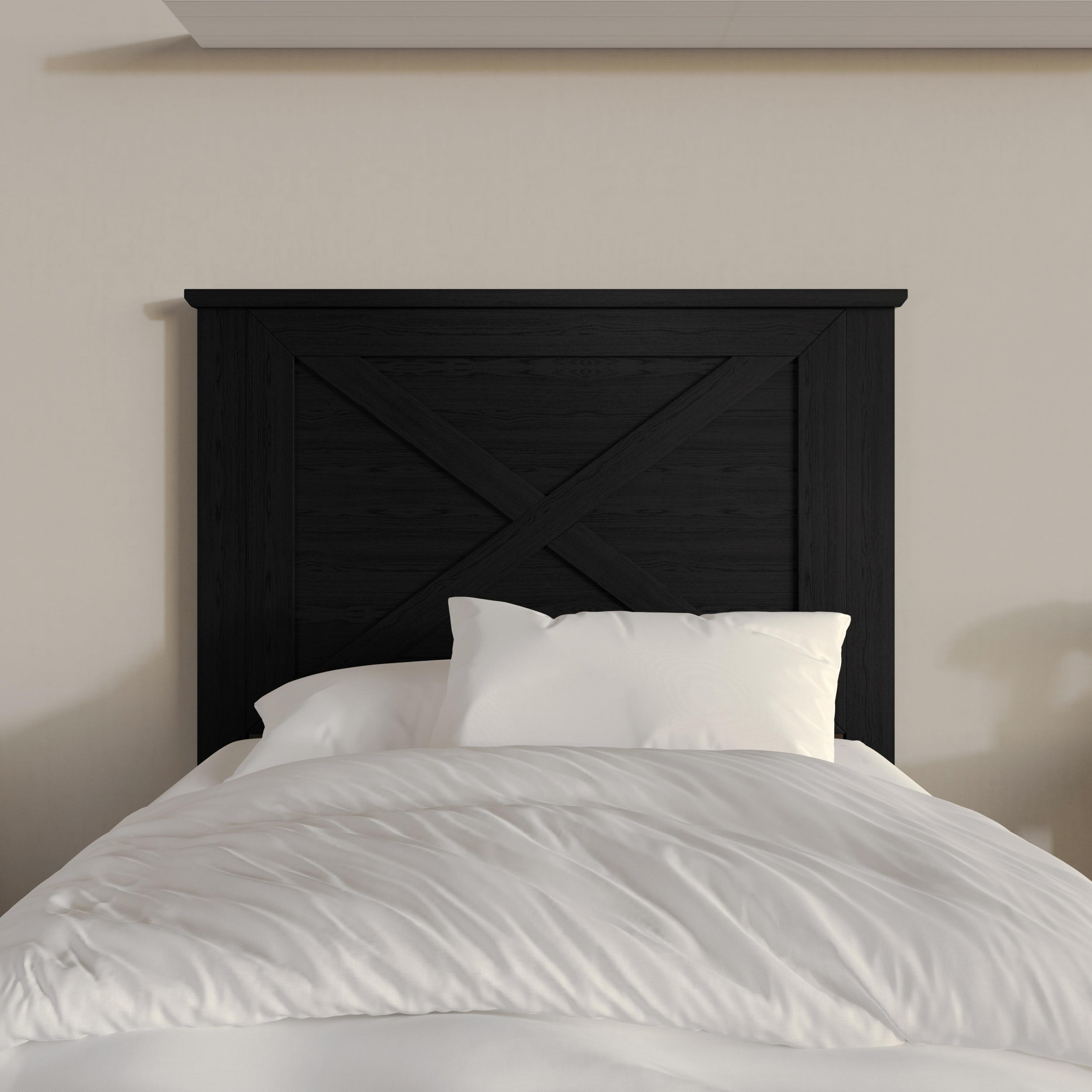 Home Design Raleigh Twin Wood Headboard, Black