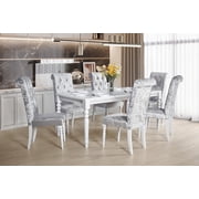 Home Design Reston Dining Table, White, Rectangular top, Turned legs, Rhinestone accents, Modern luxury design, Sturdy construction, Eye-catching centerpiece