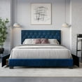 thumbnail image 1 of Home Design Sheffield Full Tufted Upholstered Storage Platform Bed Frame with Diamond Button-Tufted Headboard and Four Under-Drawers, Blue, Easy Assembly, 1 of 6