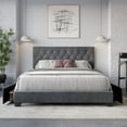 thumbnail image 1 of Home Design Sheffield King Tufted Upholstered Storage Platform Bed Frame with Diamond Button-Tufted Headboard and Four Under-Drawers, Dark Gray, Easy Assembly, 1 of 6