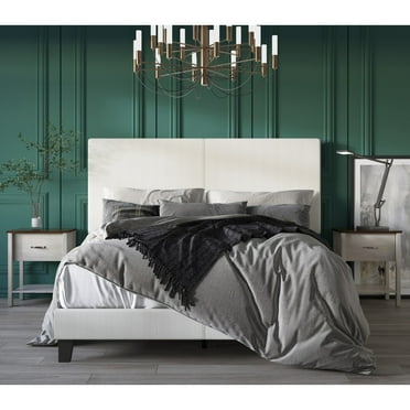 Home Design Shyla Upholstered Panel Bed with 2 Nightstands Warm Grey - Full - 3 Piece