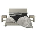 thumbnail image 1 of Home Design Shyla Full Upholstered Panel Bed Frame with 2 Nightstands for Adults, Warm Gray, 1 of 7