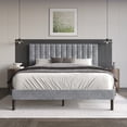 thumbnail image 1 of Home Design Sitka King Velvet Upholstered Platform Bed Frame with Channel-Tufted Headboard & Foam Padding, Silver Gray, Easy Assembly, 1 of 10