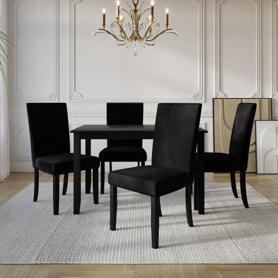 Home Design Skokie Dining Chair (Set of 2), Black, Parsons style, Cushioned seat and back, Comfortable seating, Sturdy frame, Modern design, Durable construction