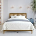 thumbnail image 1 of Home Design Skokie Full Platform Bed Frame with Rattan-Embellished Headboard and Full Slat System, Brown, Easy Assembly, 1 of 12