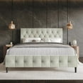 thumbnail image 1 of Home Design Socorro Twin Tufted Upholstered Platform Bed with Button-Tufted Headboard and Slat Support, Light Gray, Easy Assembly, 1 of 5