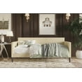 thumbnail image 1 of Home Design Sutton Twin Daybed with Upholstered Frame, Square Arms, Nailhead Trim, Comfortable Polyester Fabric, Stylish Seating and Sleeping Solution, Beige, 1 of 4