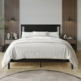 thumbnail image 1 of Home Design Tuskegee Twin Panel Bed Frame with Geometric Headboard and Solid Wood Frame, Black, Box Spring Required, Easy Assembly, 1 of 11