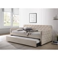 thumbnail image 1 of Home Design Uma Twin Daybed with Linen Upholstery, Button-Tufted Back, Track Arms, and Pull-Out Trundle, Comfortable Seating and Sleeping, Beige, 1 of 4