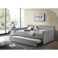 thumbnail image 1 of Home Design Uma Twin Daybed with Linen Upholstery, Button-Tufted Back, Track Arms, and Pull-Out Trundle, Comfortable Seating and Sleeping, Gray, 1 of 5
