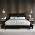 thumbnail image 1 of Home Design Valdez Full Upholstered Storage Platform Bed Frame with Gold Aluminum Trim and Four Under-Drawers, Black, Easy Assembly, 1 of 6