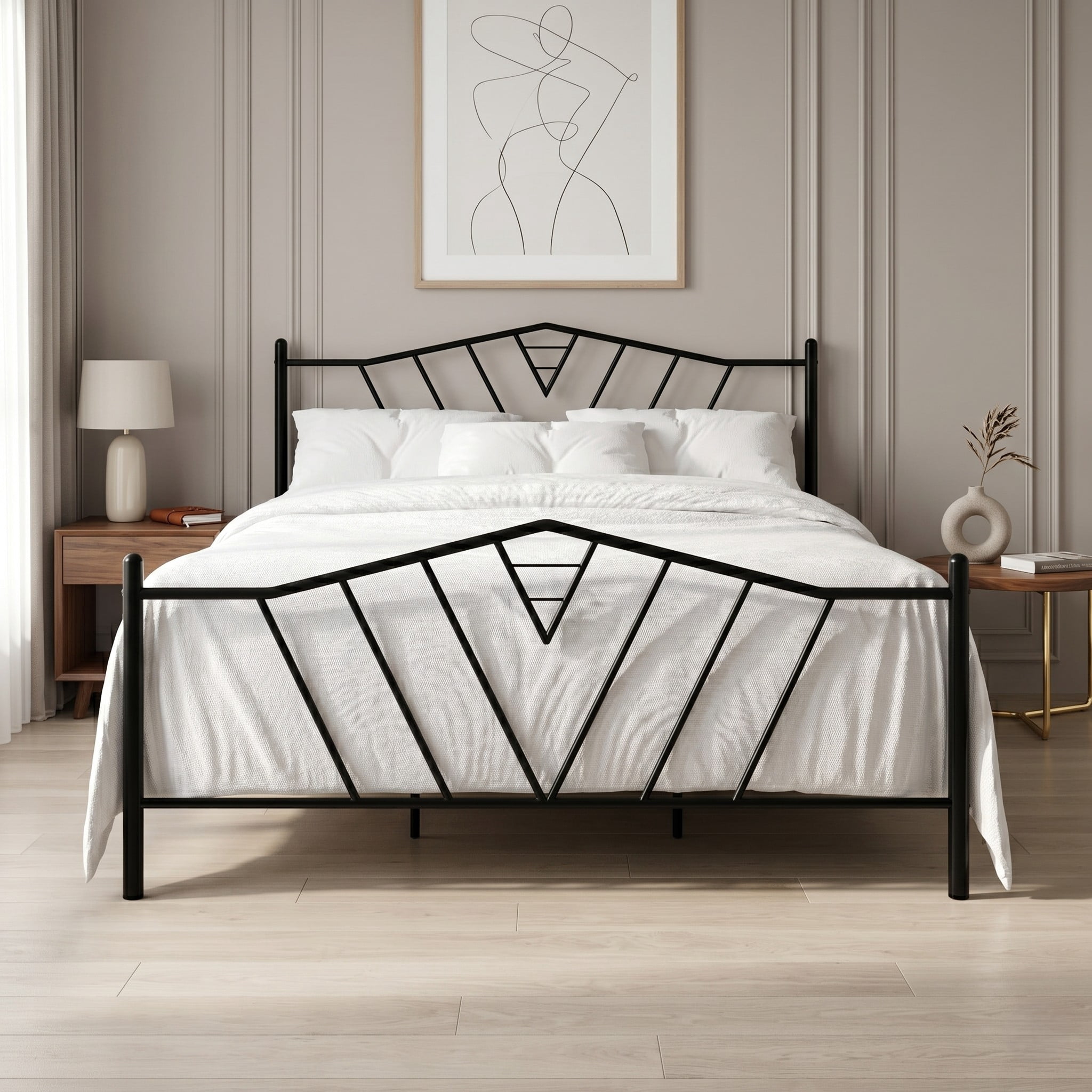 Home Design Valdosta Twin Metal Platform Bed, No Box Spring Required, Modern Design, Easy Assembly, Black
