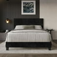 thumbnail image 1 of Home Design Vallejo King Velvet Upholstered Panel Bed Frame For Adult, Box Spring Required, Black, 1 of 11