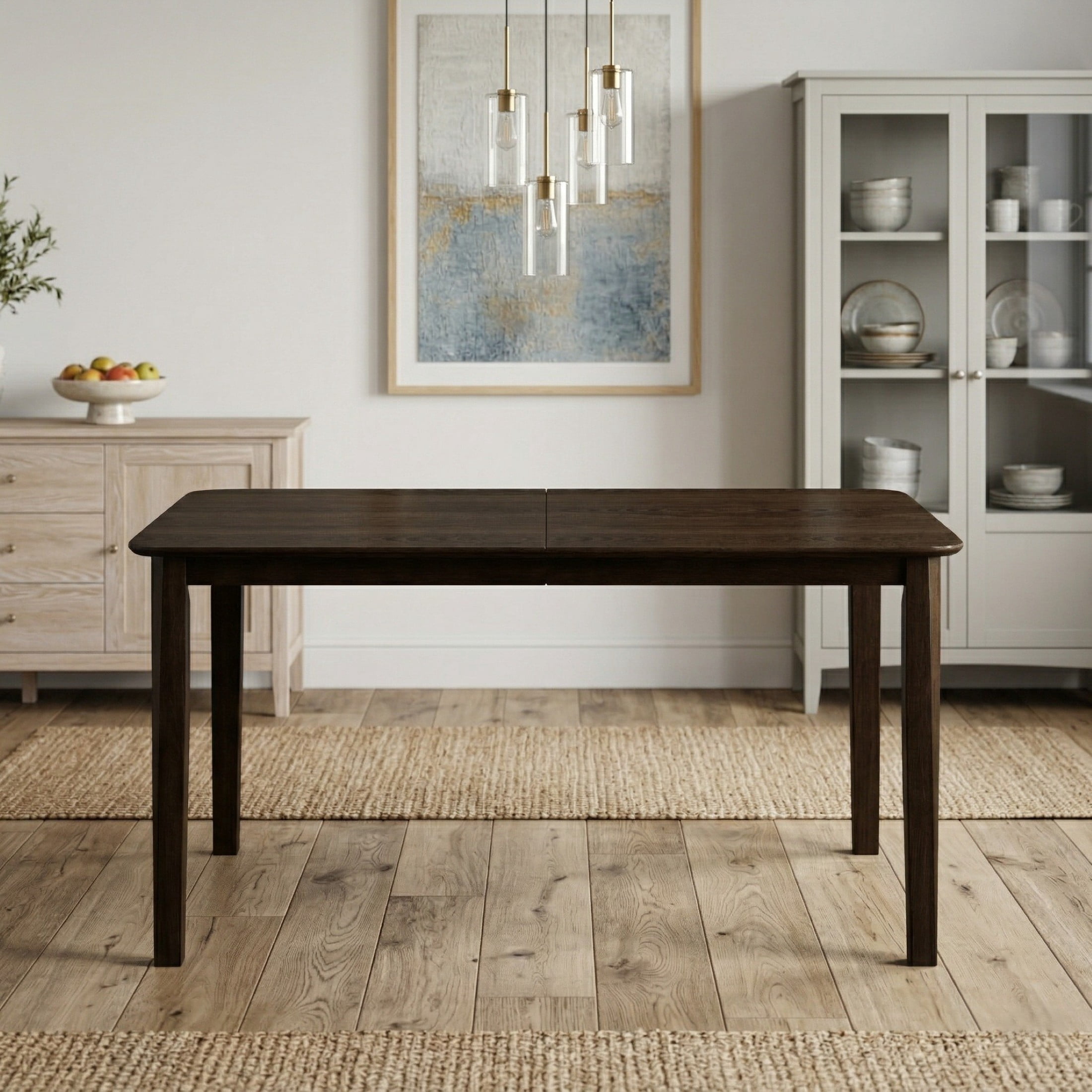 Home Design Vinita Rectangular Dining Table with Rounded Corners, Brown