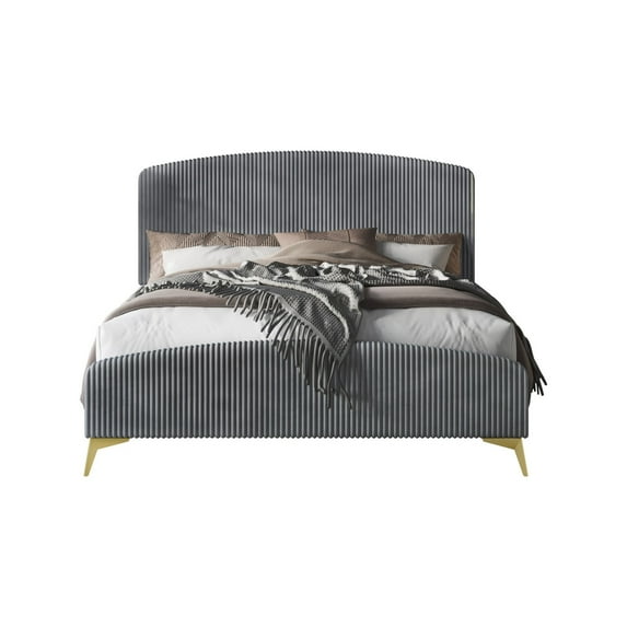 Home Design Waylon Upholstered Panel Bed Grey Full