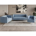 thumbnail image 1 of Home Design Weiss Velvet Square Arm Chair with Channel-Tufted Back and Gold Metal Legs, Modern Upholstered Living Room Seating, Blue, 1 of 5