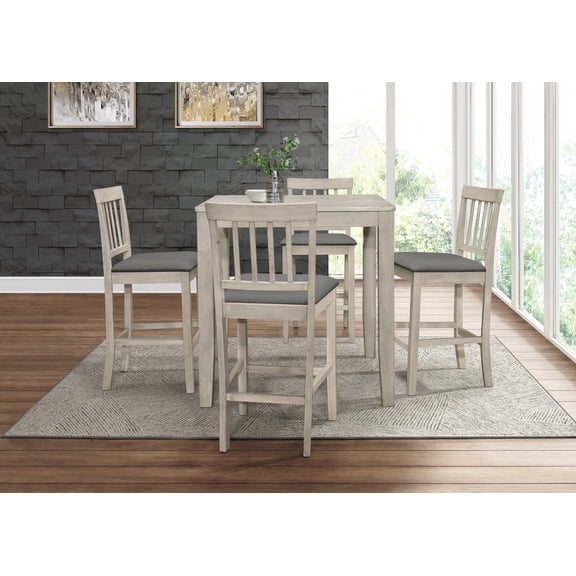 Home Design Wilder Counter Chairs (Set of 4), Antique Gray/Gray, Slat-back design, Padded seat, Comfortable seating, Sturdy frame, Modern minimalist style, Durable construction