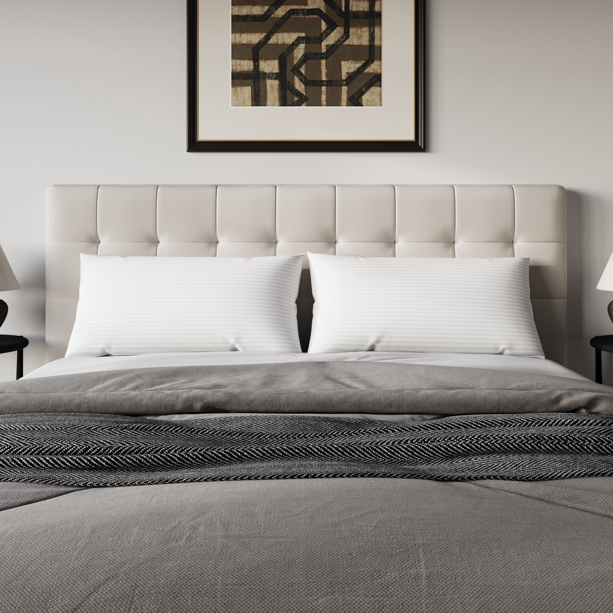 Home Design Windsor King Size Bed Pillows (Set of 2) – Down Alternative Microfiber Hotel Pillows