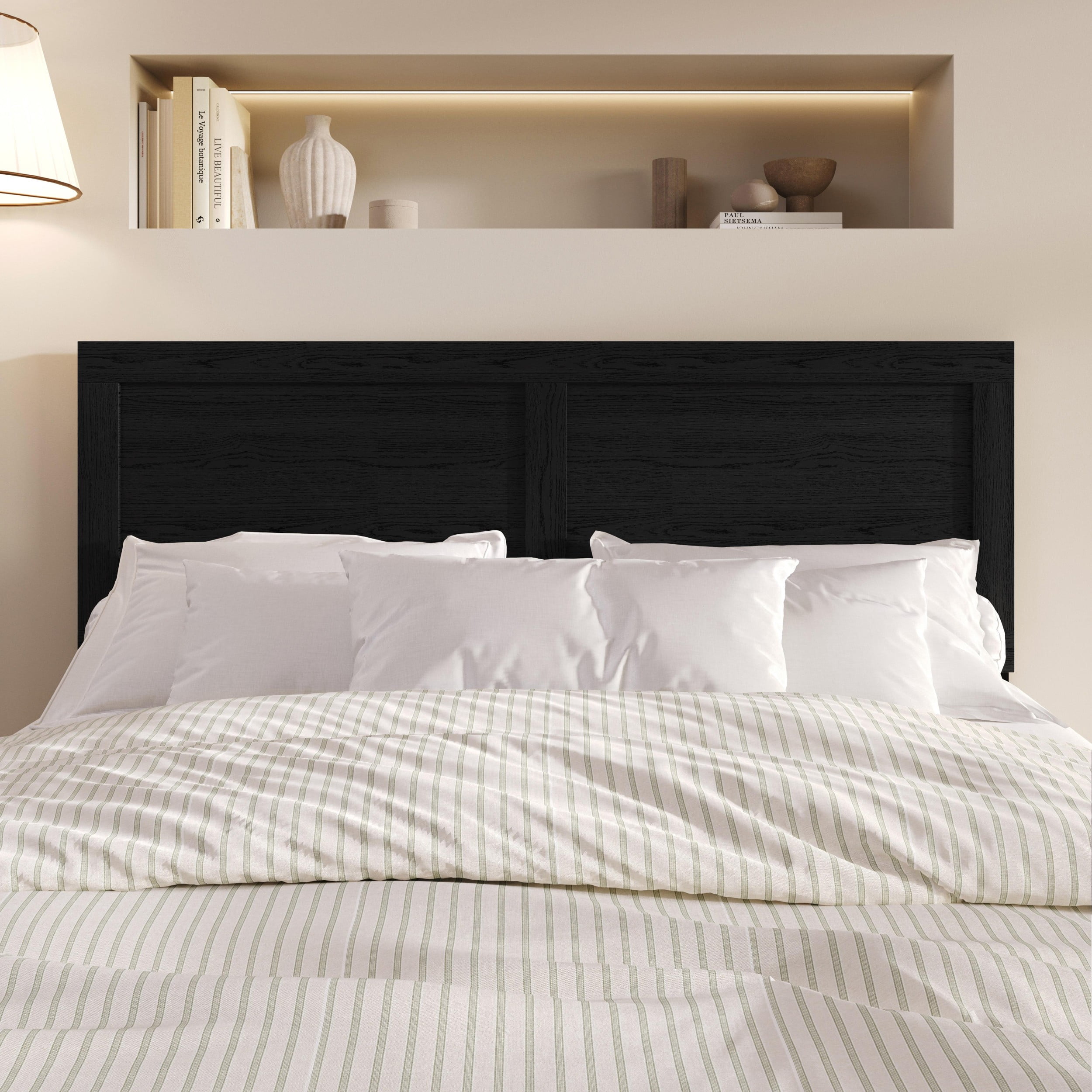 Home Design Yakima Twin Headboard with Farmhouse Design, Black, Adjustable Height, Easy Assembly