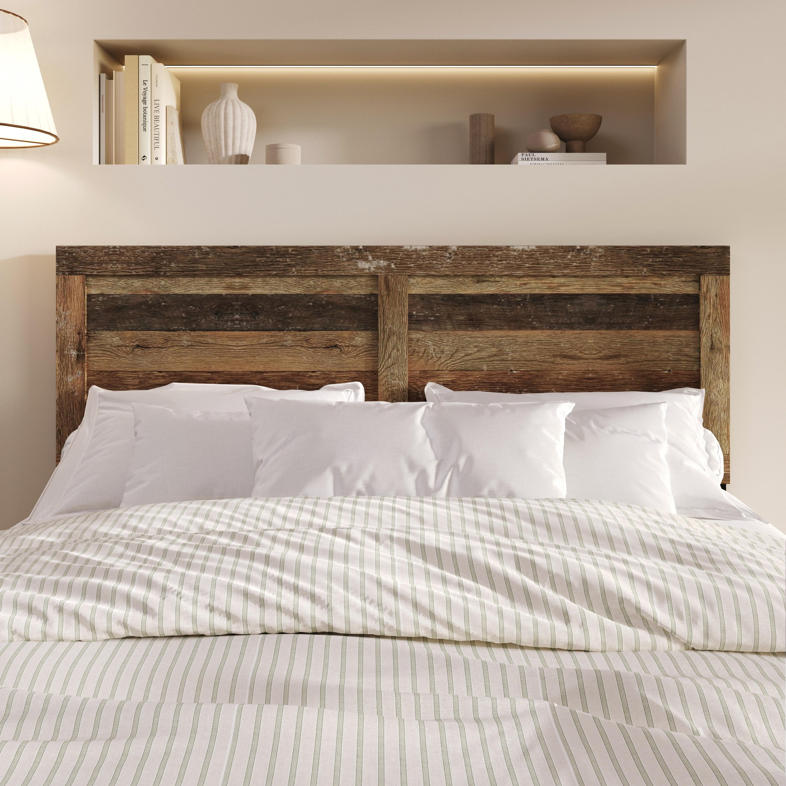 Home Design Yakima Twin Headboard with Farmhouse Design, Vintage Oak, Adjustable Height, Easy Assembly