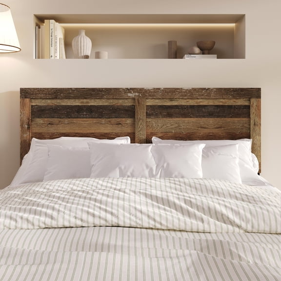 Home Design Yakima Twin Headboard with Farmhouse Design, Vintage Oak, Adjustable Height, Easy Assembly