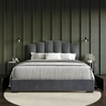 thumbnail image 1 of Home Design Yuma Full Upholstered Storage Platform Bed Frame with Stepped Headboard Design and Four Under-Drawers, Dark Gray, Easy Assembly, 1 of 6