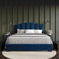 thumbnail image 1 of Home Design Yuma King Upholstered Storage Platform Bed Frame with Stepped Headboard Design and Four Under-Drawers, Blue, Easy Assembly, 1 of 5
