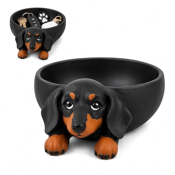 Home Desk Organizer Catch All Tray, 3D Printed Dachshund Dog Shape Decorative Storage for Keys Jewelry Coins, Cute Wiener Dog Sculpture for Entryway Nightstand, Gift for Dog Lovers (1PC)